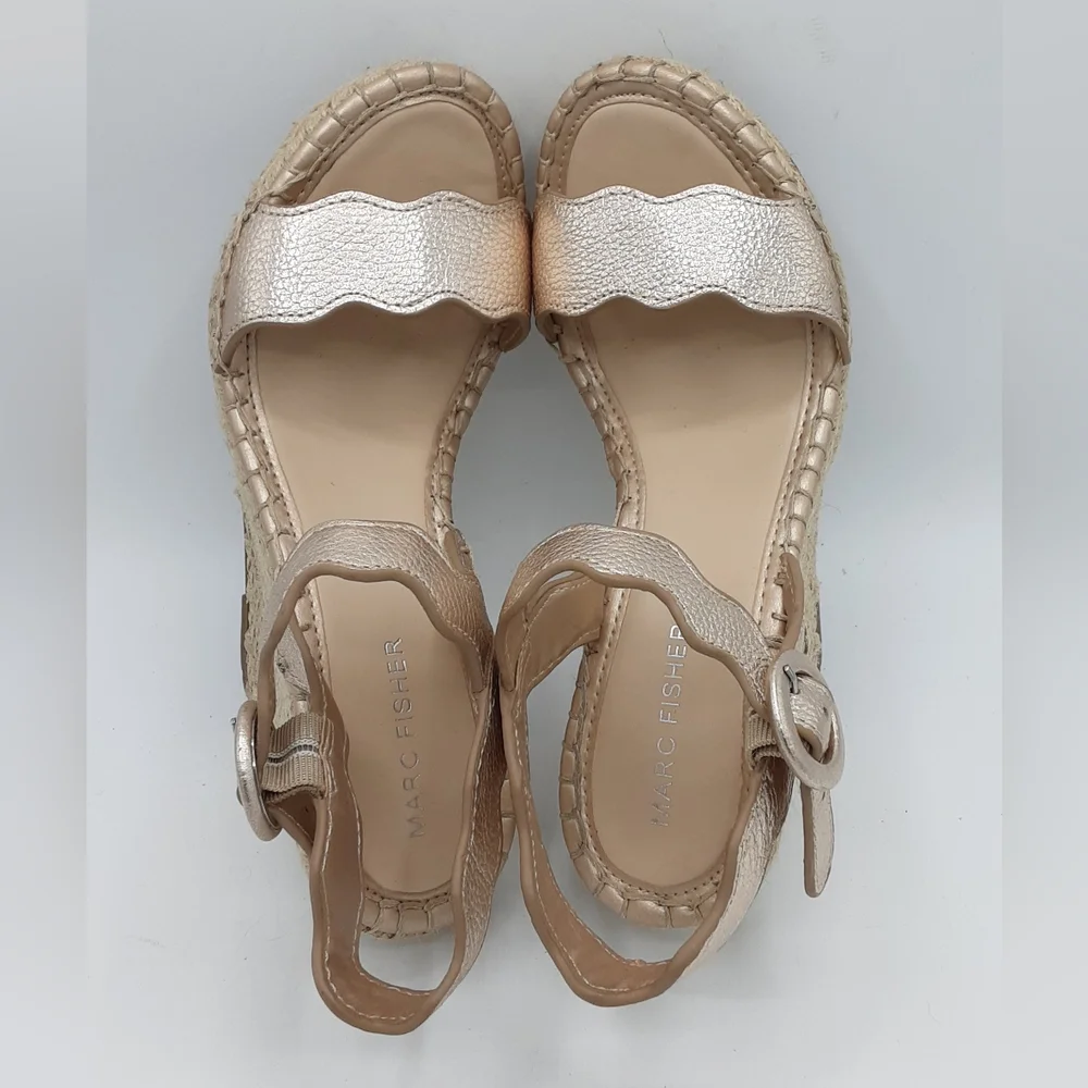 Marc Fisher Kai Metallic Espadrille Wedge Sandals.
